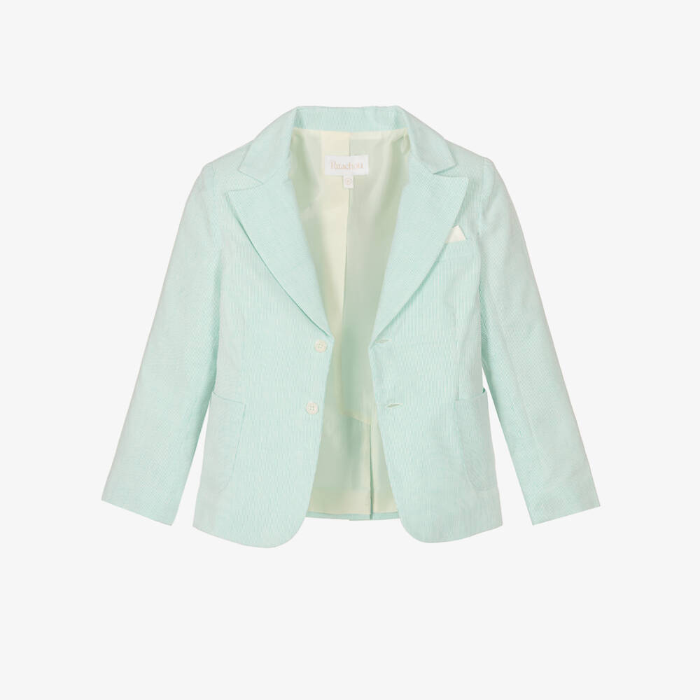 Patachou-Boys Mint Green Pinstripe Cotton Shorts Suit | Childrensalon Outlet