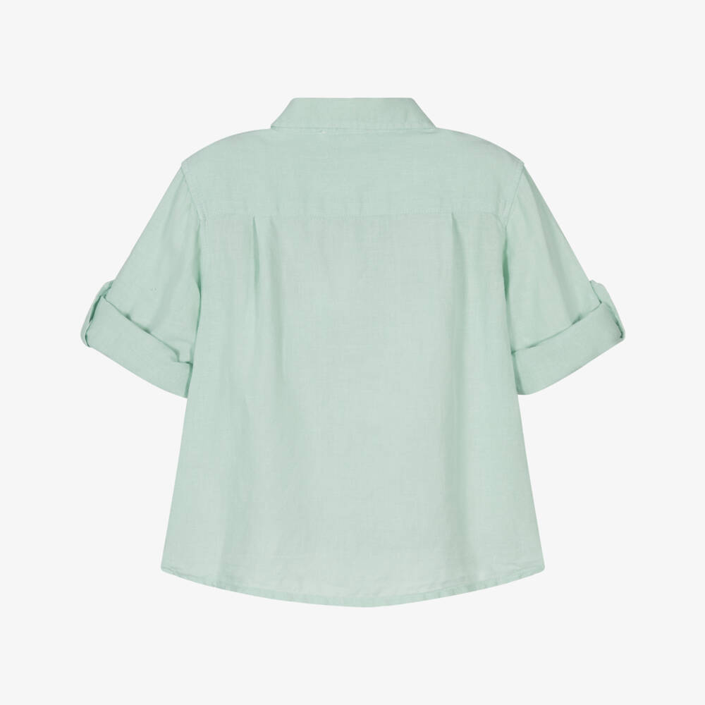 Patachou-Boys Mint Linen-Cotton Blouse | Childrensalon Outlet