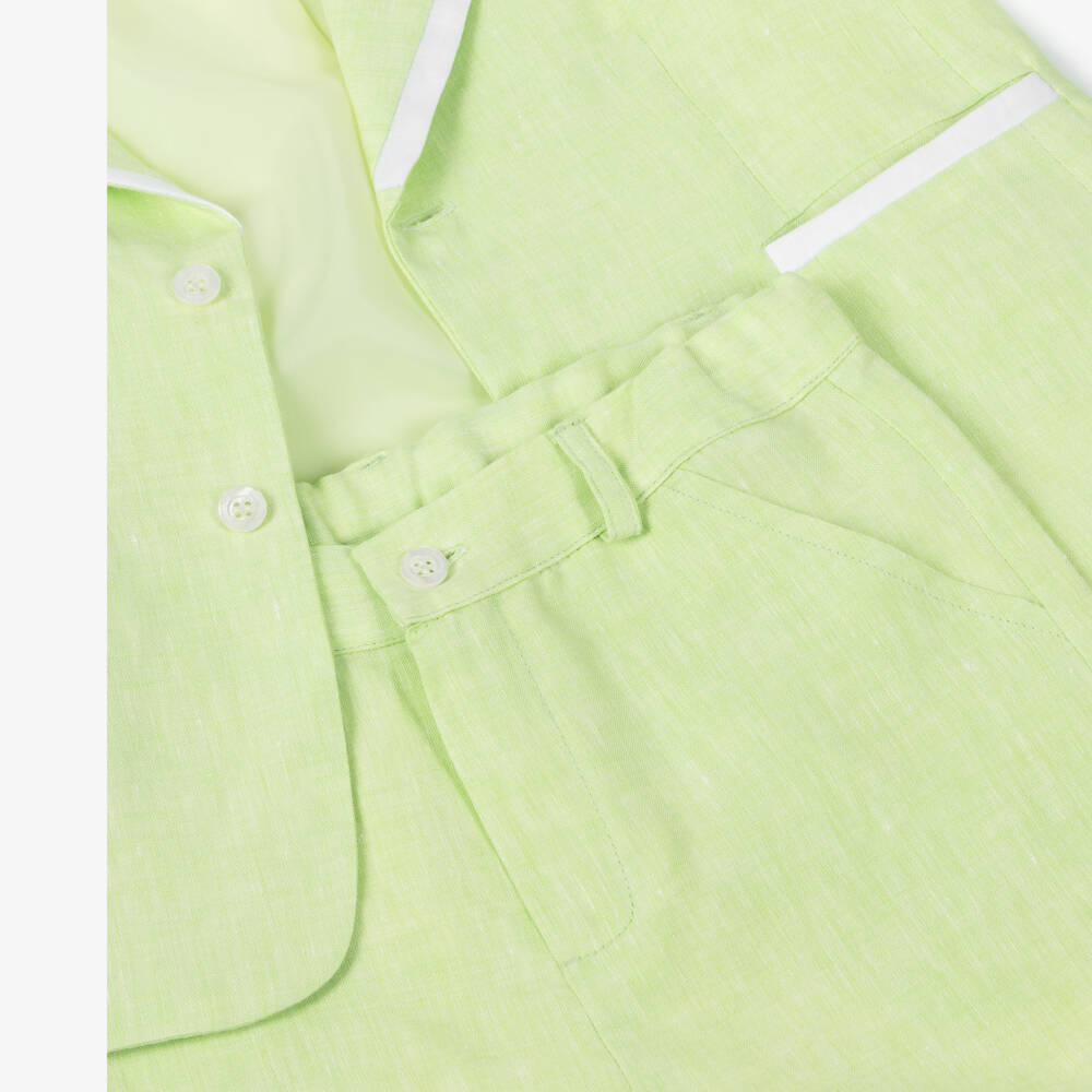 Patachou-طقم صيفي من الكتان النقي باللون النعناعي للأولاد | Childrensalon Outlet