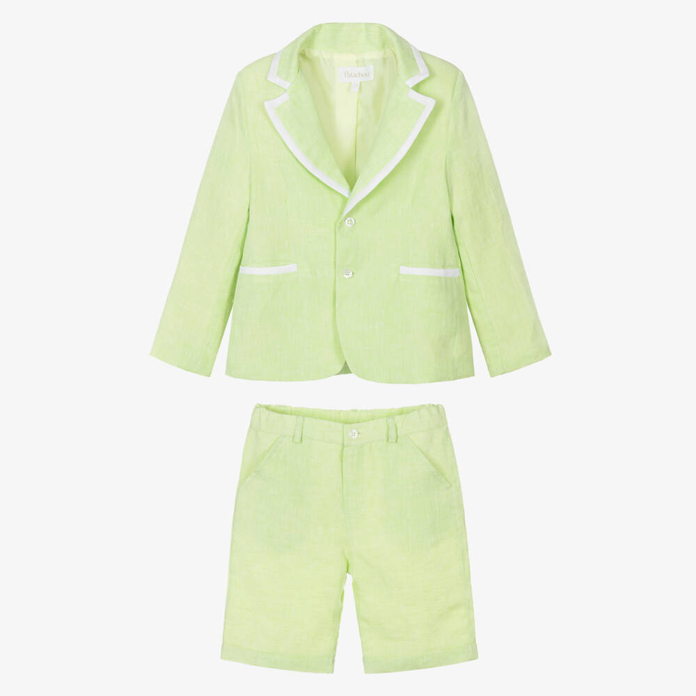 Patachou-طقم صيفي من الكتان النقي باللون النعناعي للأولاد | Childrensalon Outlet