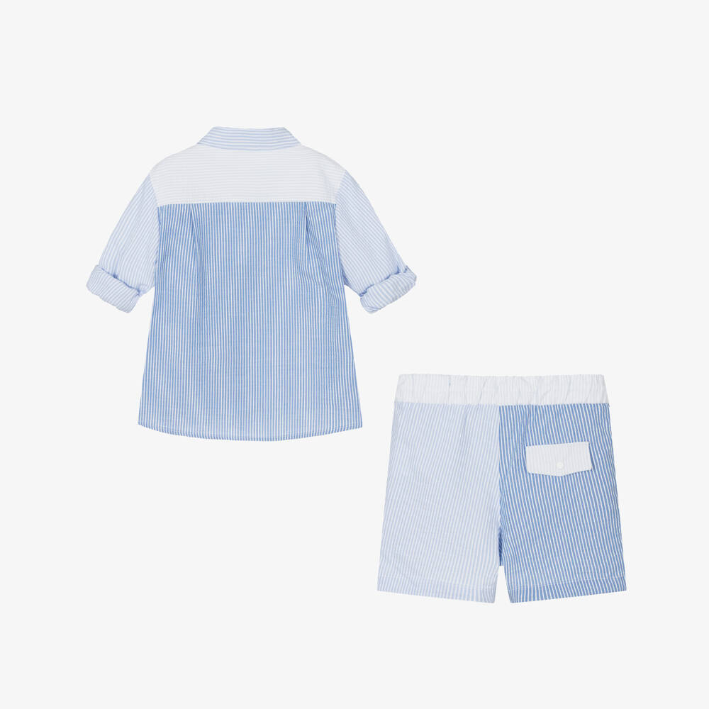 Patachou-Boys Nautical Blue Cotton Ensemble | Childrensalon Outlet