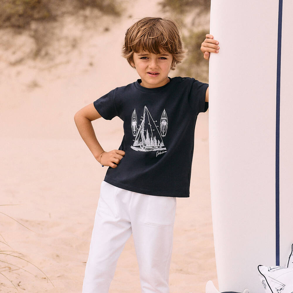 Patachou-Футболка из хлопка синего цвета для мальчиков | Childrensalon Outlet