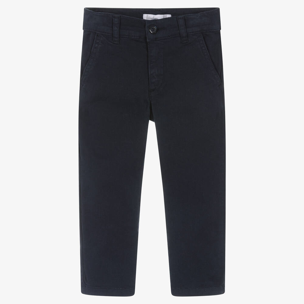 Patachou - Boys Navy Blue Cotton Trousers | Childrensalon