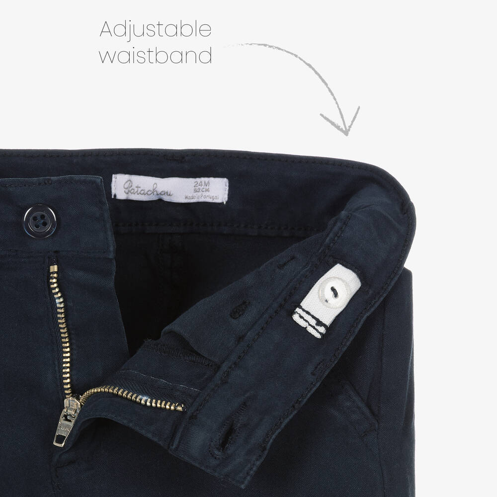 Patachou-Boys Navy Blue Cotton Trousers | Childrensalon Outlet