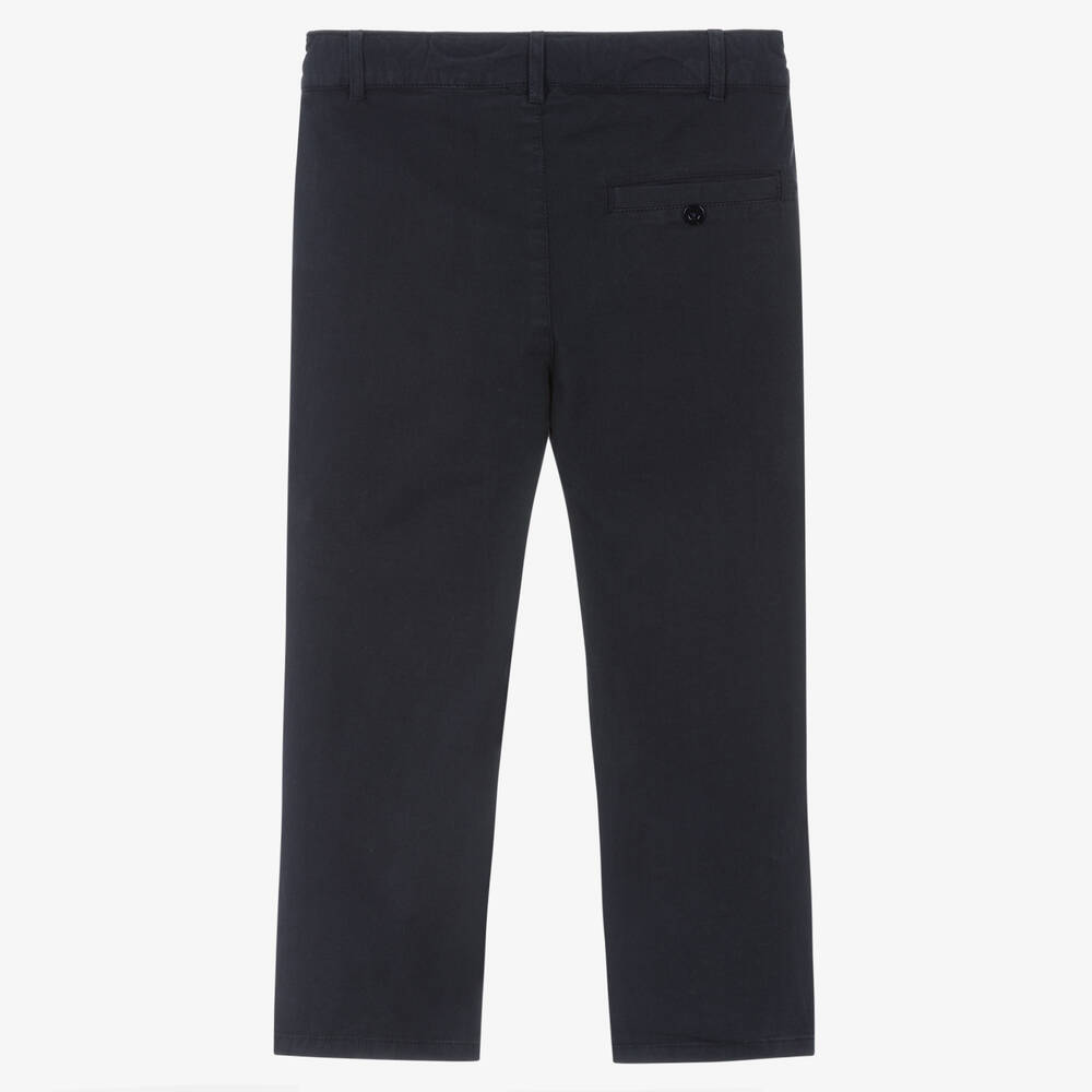 Patachou-Boys Navy Blue Cotton Twill Trousers | Childrensalon Outlet