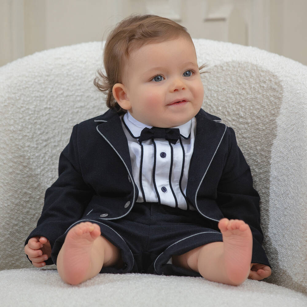 Patachou Boys Navy Blue Flannel Blazer Childrensalon Outlet