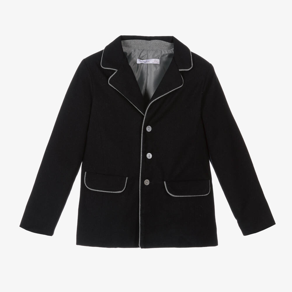 Patachou-Boys Navy Blue Flannel Blazer | Childrensalon Outlet