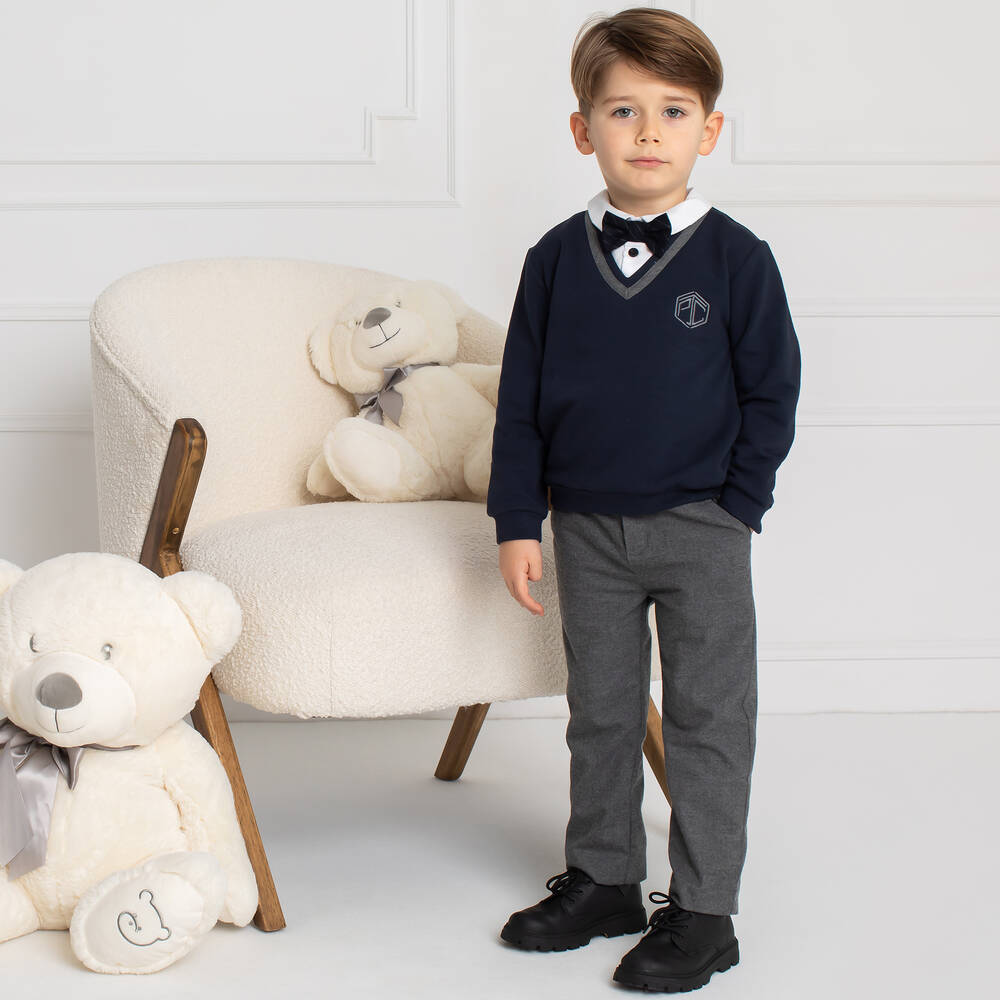 Patachou-Синий свитшот и серые брюки | Childrensalon Outlet