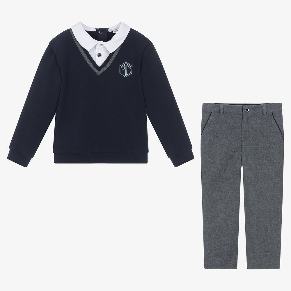 Patachou-Синий свитшот и серые брюки | Childrensalon Outlet