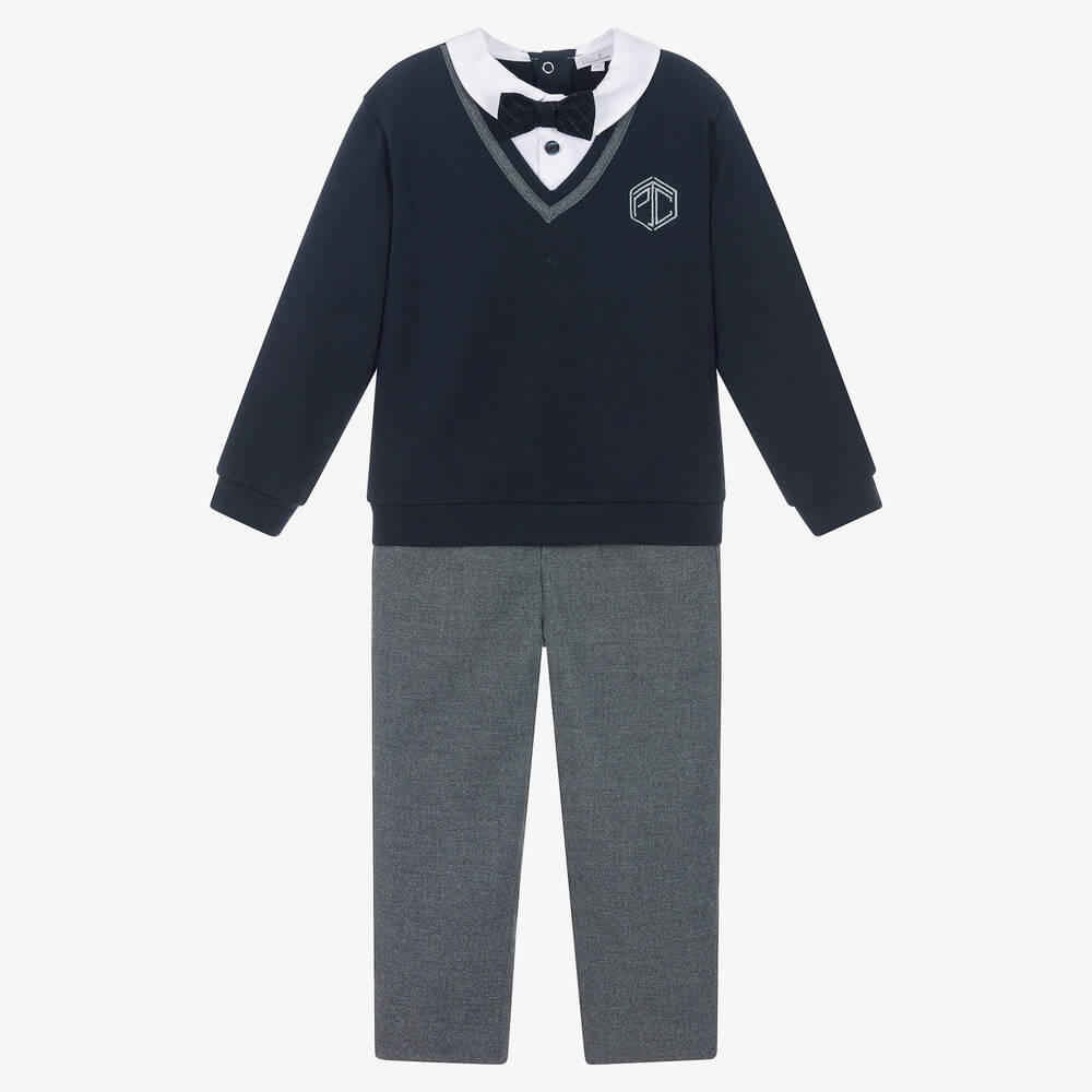 Patachou - Hosen-Set in Navyblau und Grau | Childrensalon