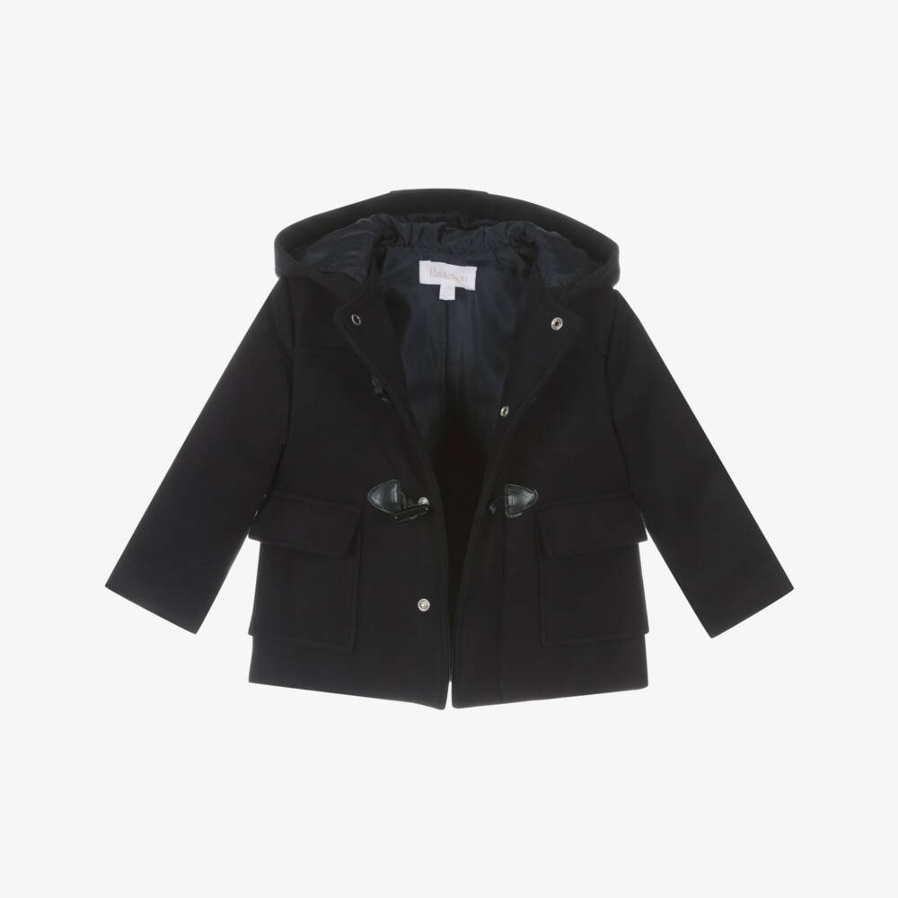 Patachou-Boys Navy Blue Hooded Duffle Coat | Childrensalon Outlet