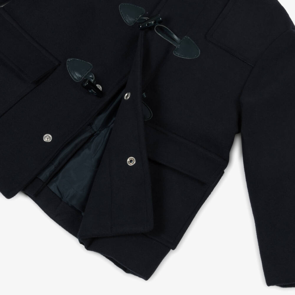 Patachou-Boys Navy Blue Hooded Duffle Coat | Childrensalon Outlet