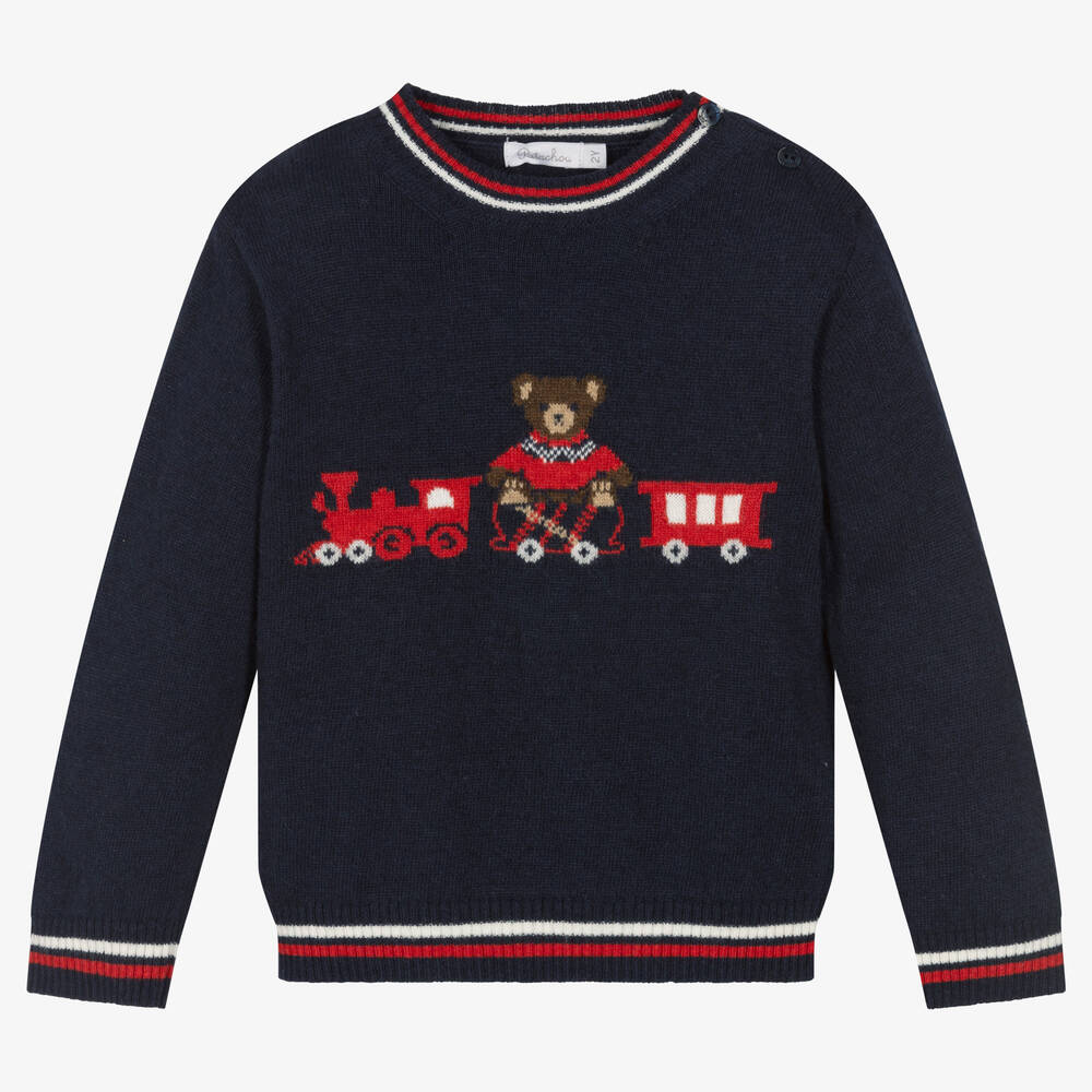 Patachou - Pull bleu marine en laine garçon | Childrensalon