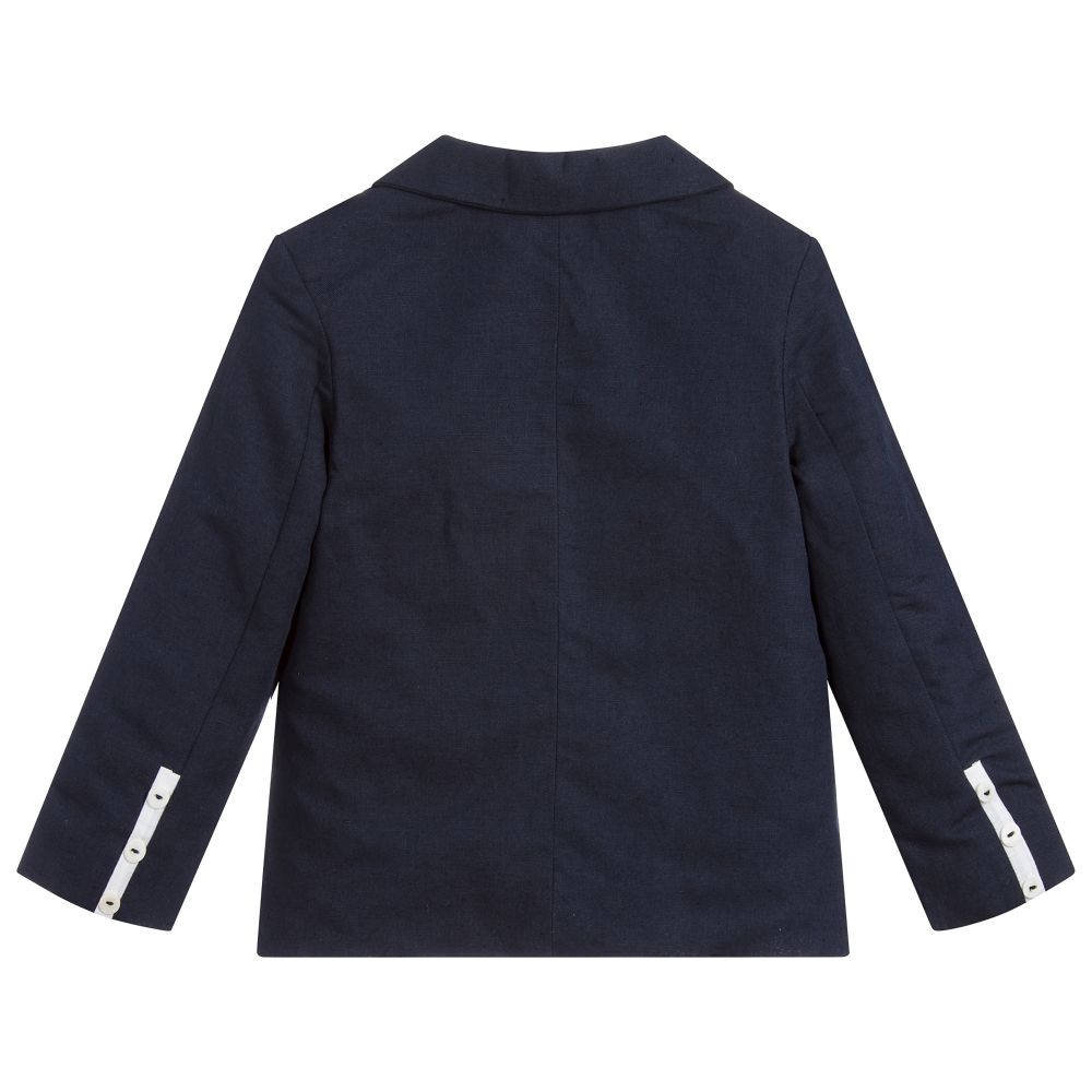Patachou-Boys Navy Blue Linen Blazer | Childrensalon Outlet