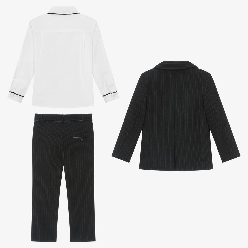 Patachou-Boys Navy Blue Pin Stripe Suit Set | Childrensalon Outlet