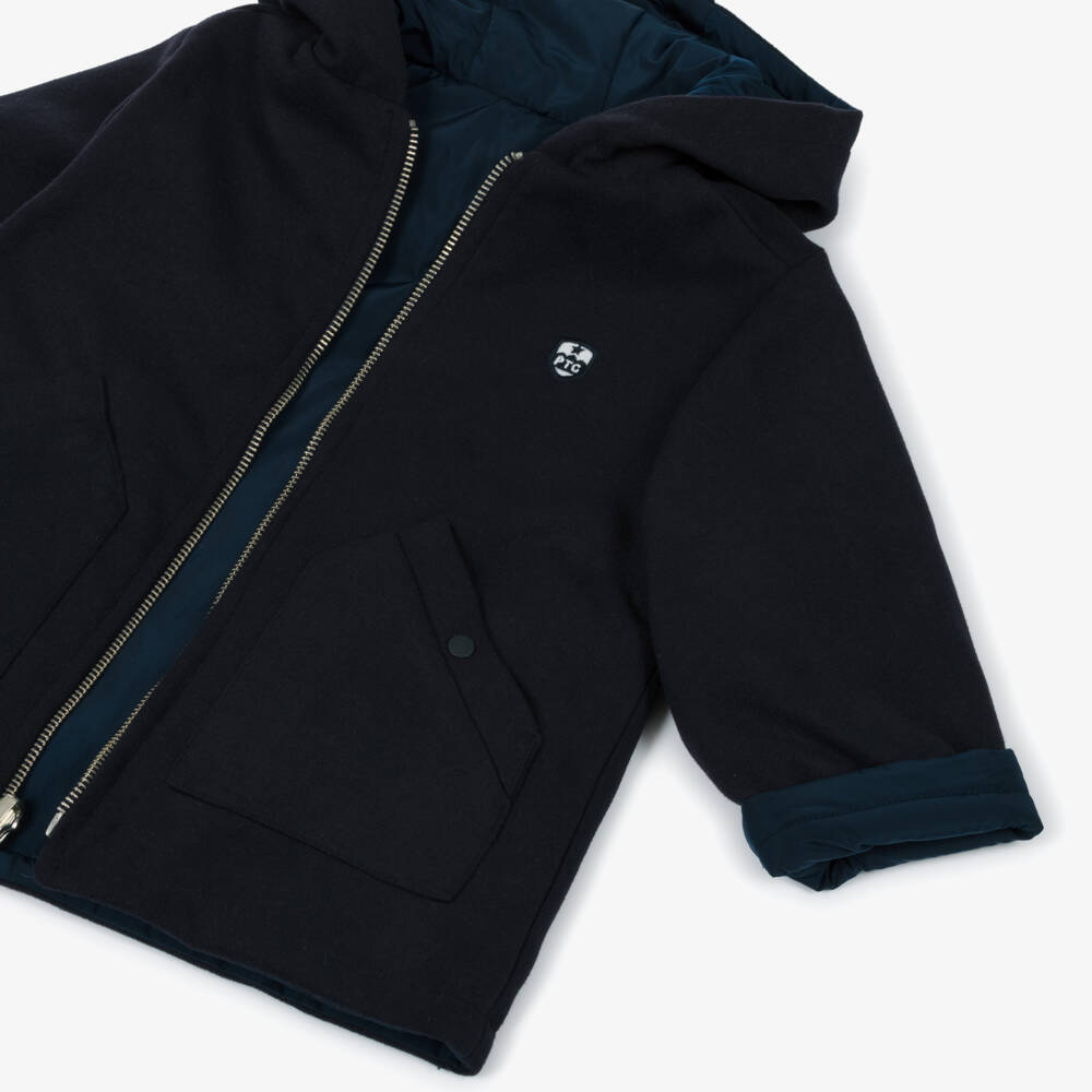 Patachou-Двусторонняя куртка с капюшоном синяя для мальчиков | Childrensalon Outlet