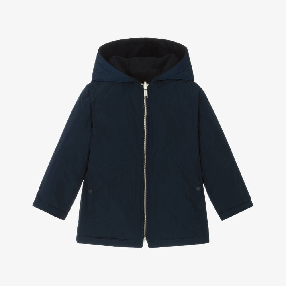 Patachou-Двусторонняя куртка с капюшоном синяя для мальчиков | Childrensalon Outlet