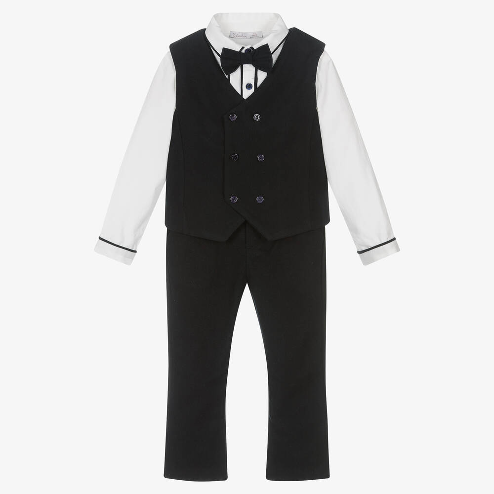 Patachou-Boys Navy Blue Trouser Set | Childrensalon Outlet