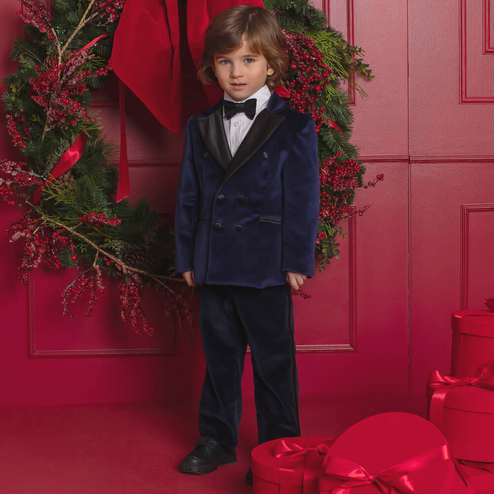 Patachou-Синий бархатный блейзер | Childrensalon Outlet