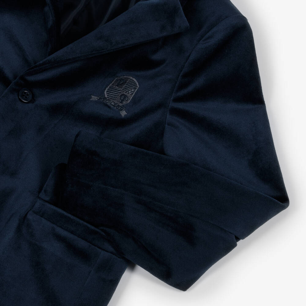 Patachou-Boys Navy Blue Velvet Blazer | Childrensalon Outlet
