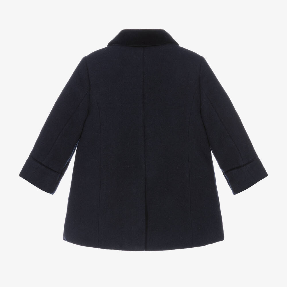 Patachou-Boys Navy Blue Velvet Trim Coat | Childrensalon Outlet