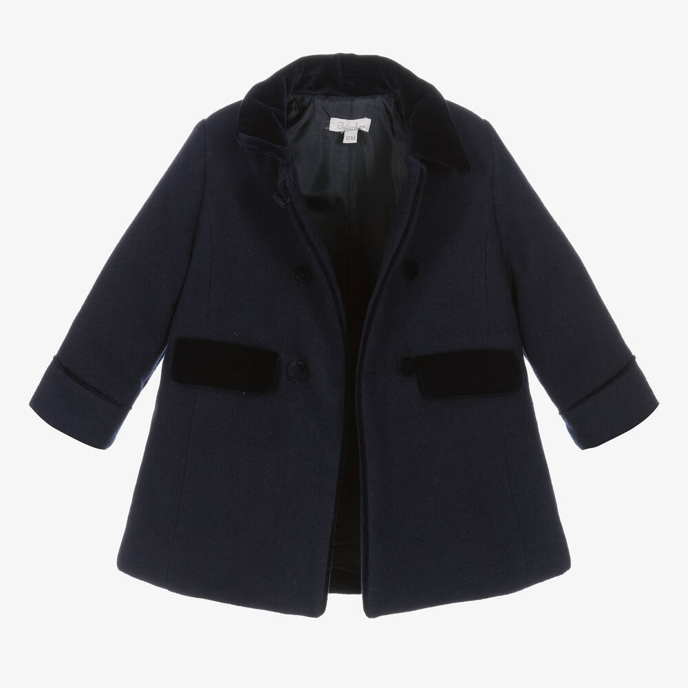 Patachou-Boys Navy Blue Velvet Trim Coat | Childrensalon Outlet