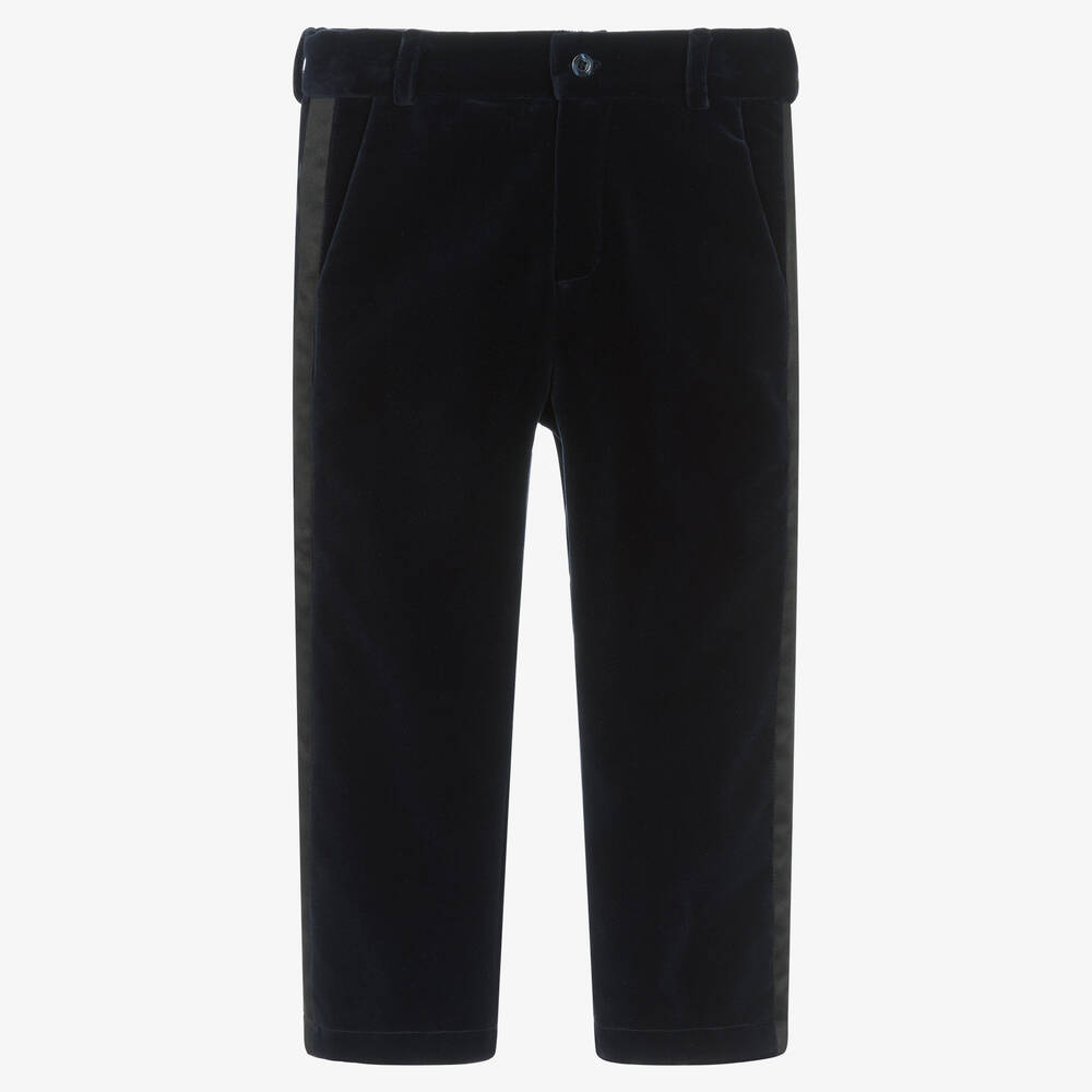 Patachou - Boys Navy Blue Velvet Trousers | Childrensalon