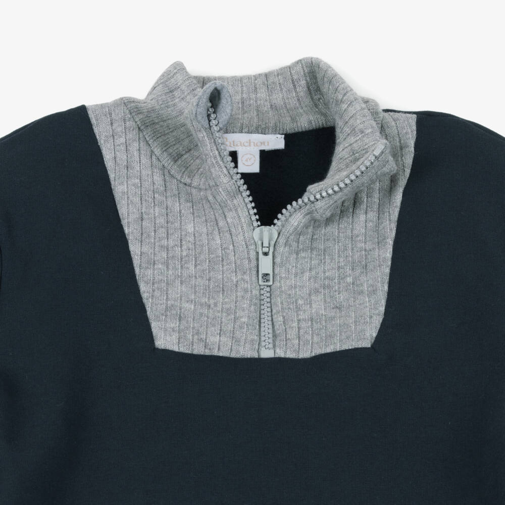 Patachou-بدلة رياضية زرقاء داكنة مريحة للأولاد بسحاب | Childrensalon Outlet