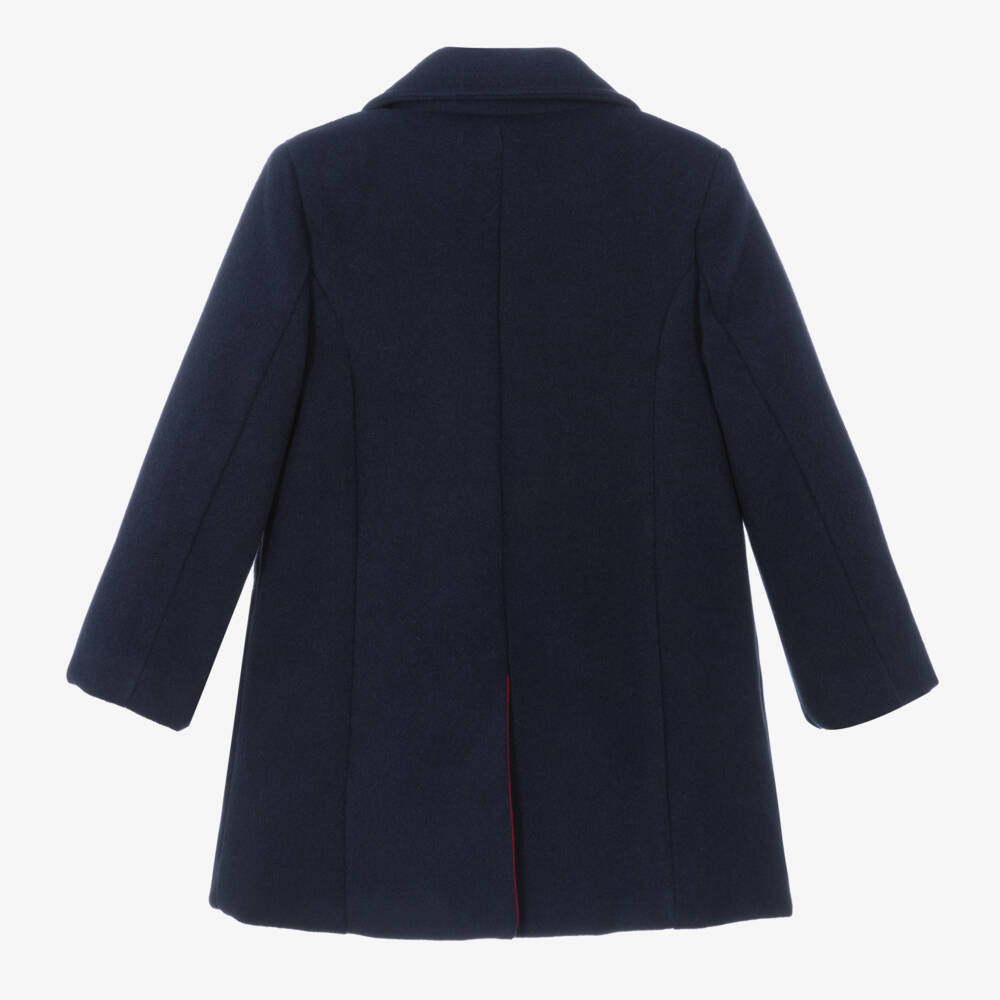 Patachou-Boys Navy Felted Double-Breasted Coat | Childrensalon Outlet