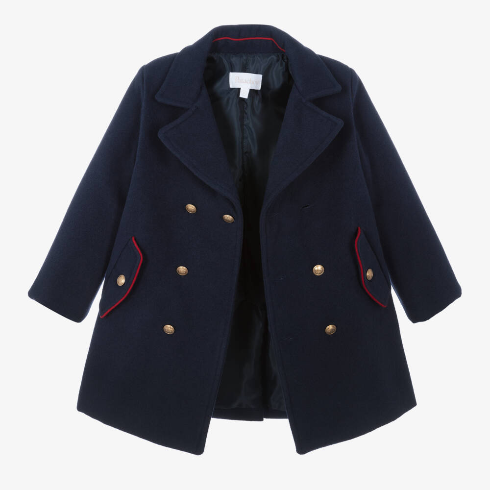 Patachou-Boys Navy Felted Double-Breasted Coat | Childrensalon Outlet