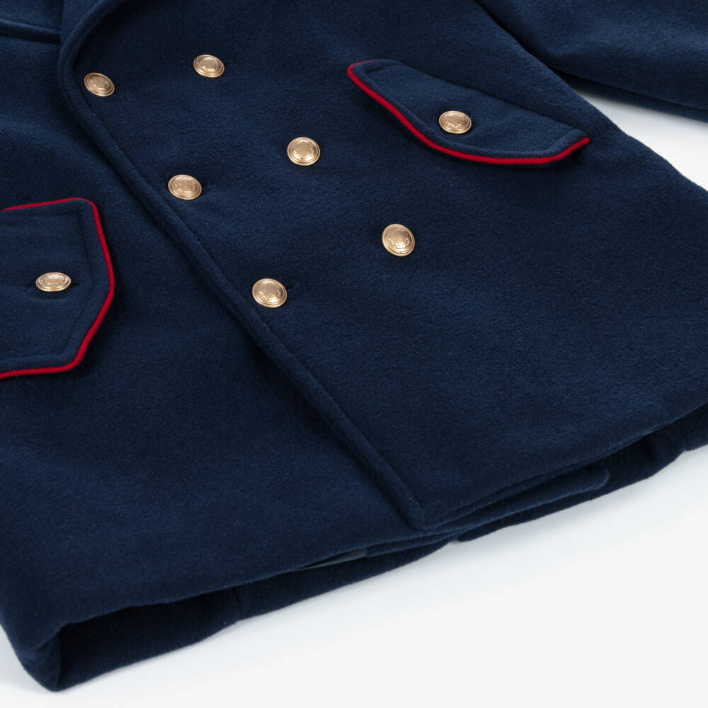 Patachou-Boys Navy Felted Double-Breasted Coat | Childrensalon Outlet