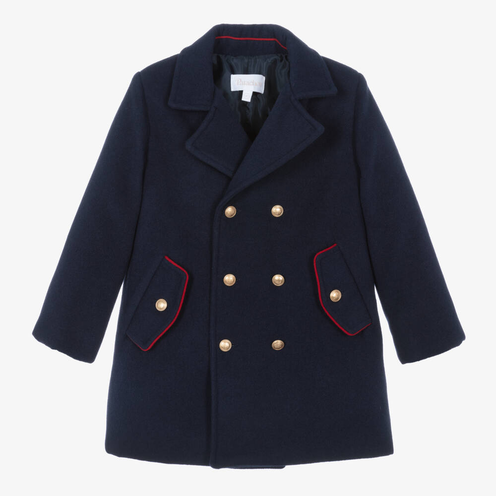 Patachou-Boys Navy Felted Double-Breasted Coat | Childrensalon Outlet
