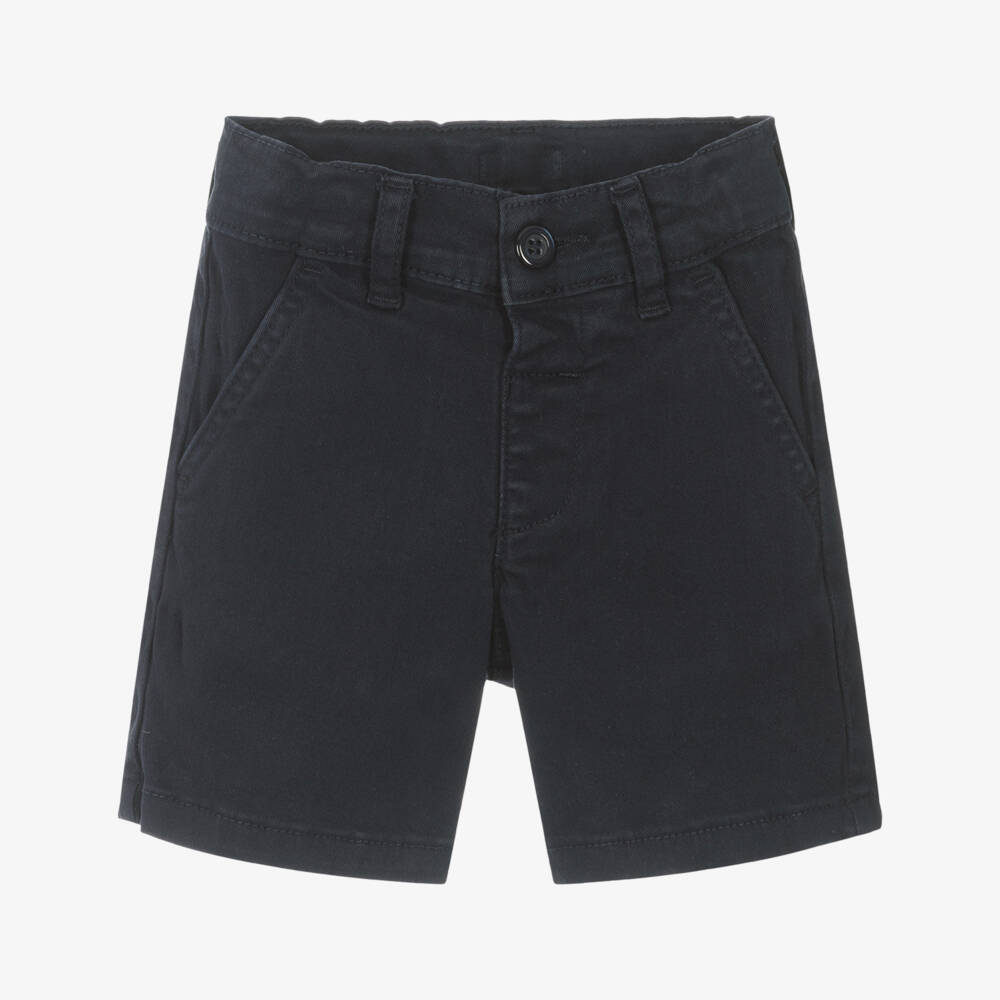 Patachou-Boys Navy Twill Belted Shorts | Childrensalon Outlet