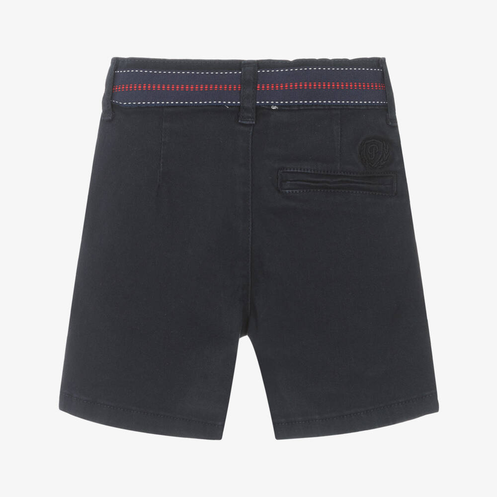 Patachou-Boys Navy Twill Belted Shorts | Childrensalon Outlet