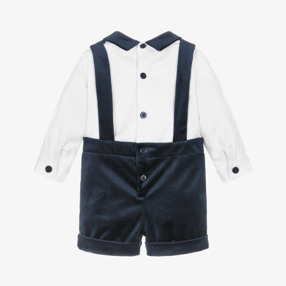 Patachou-Boys Navy Velour Suit | Childrensalon Outlet