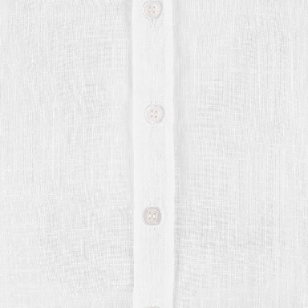 Patachou-Boys Off-White Collarless Textured Cotton Shirt | Childrensalon Outlet