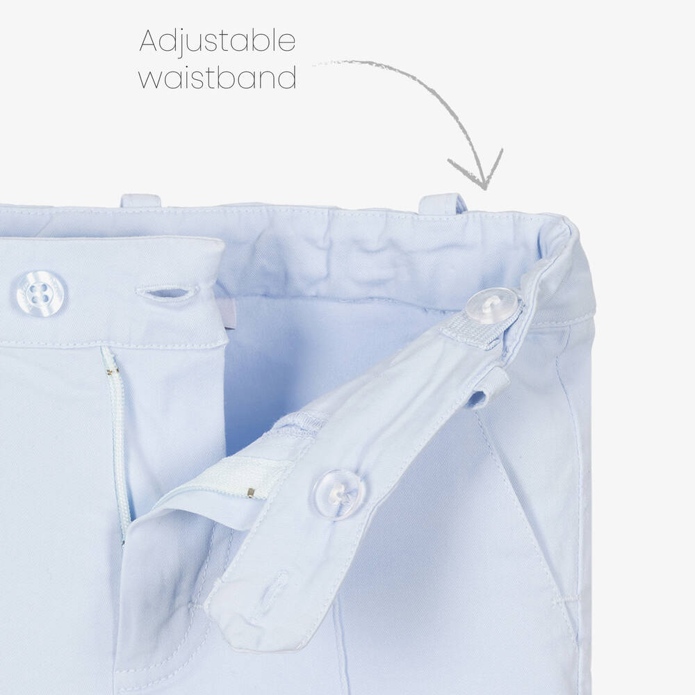 باتاشو-شورت برمودا قطن تويل لون أزرق فاتح للأولاد | Childrensalon Outlet