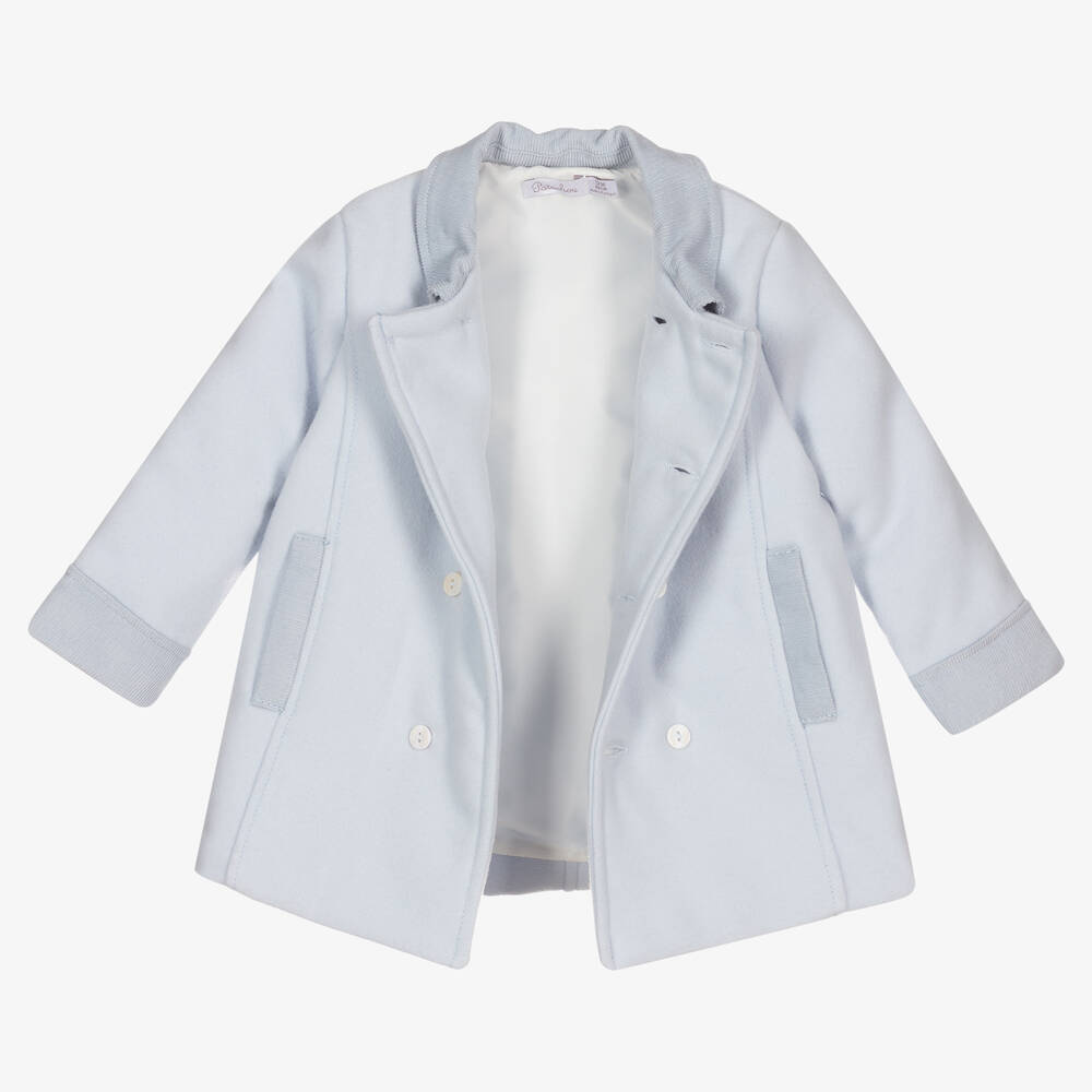 Patachou-Boys Pale Blue Flannel Coat | Childrensalon Outlet