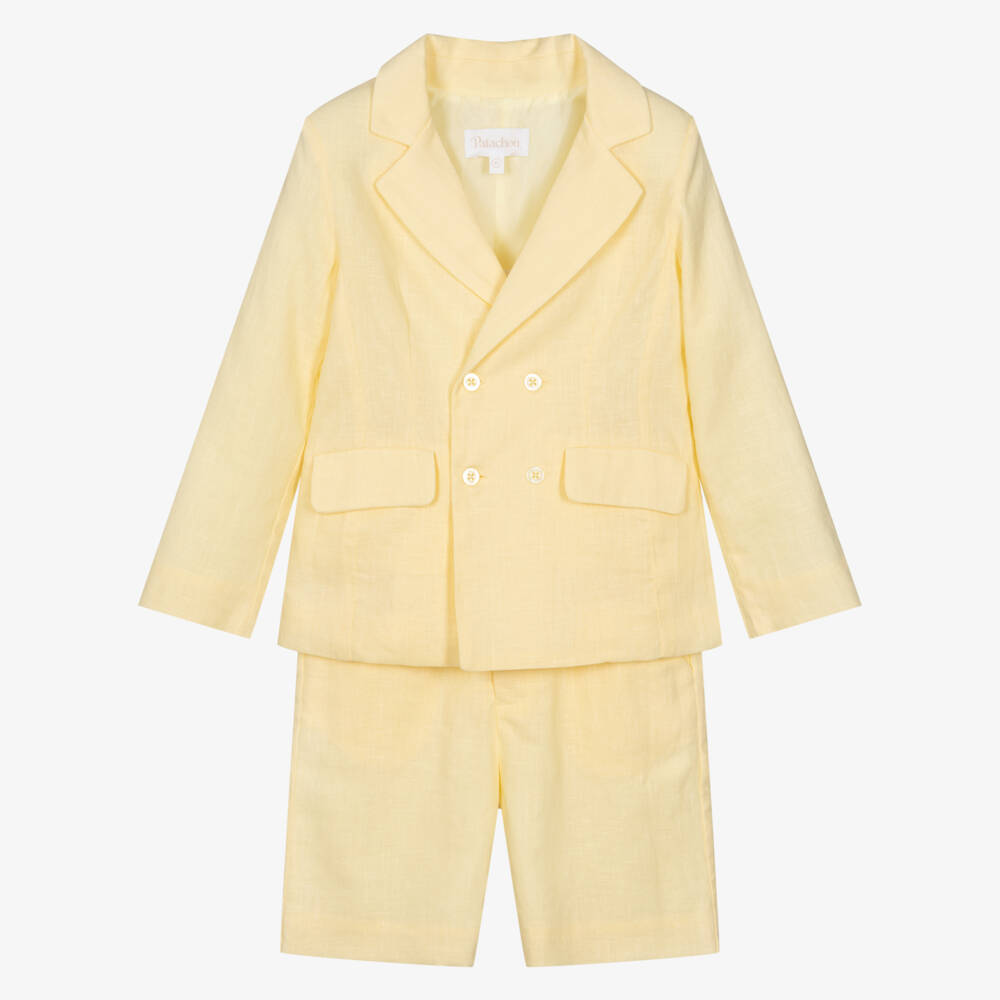 Patachou-Boys Pastel Yellow Double Breasted Suit | Childrensalon Outlet