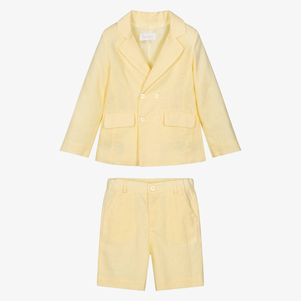 Patachou-Boys Pastel Yellow Double Breasted Suit | Childrensalon Outlet