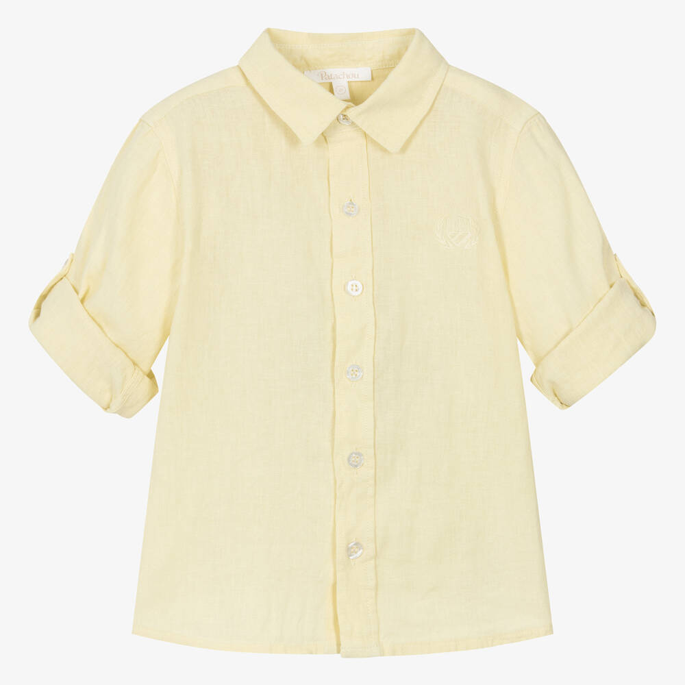 Patachou-Boys Pastel Yellow Linen & Cotton Shirt | Childrensalon Outlet