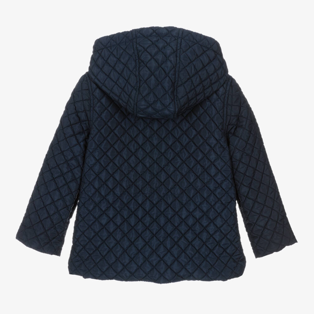 Patachou-Boys Quilted Blue Hooded Jacket | Childrensalon Outlet