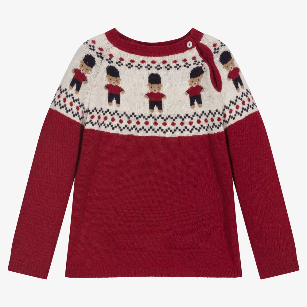 Patachou - Boys Red & Ivory Sweater | Childrensalon