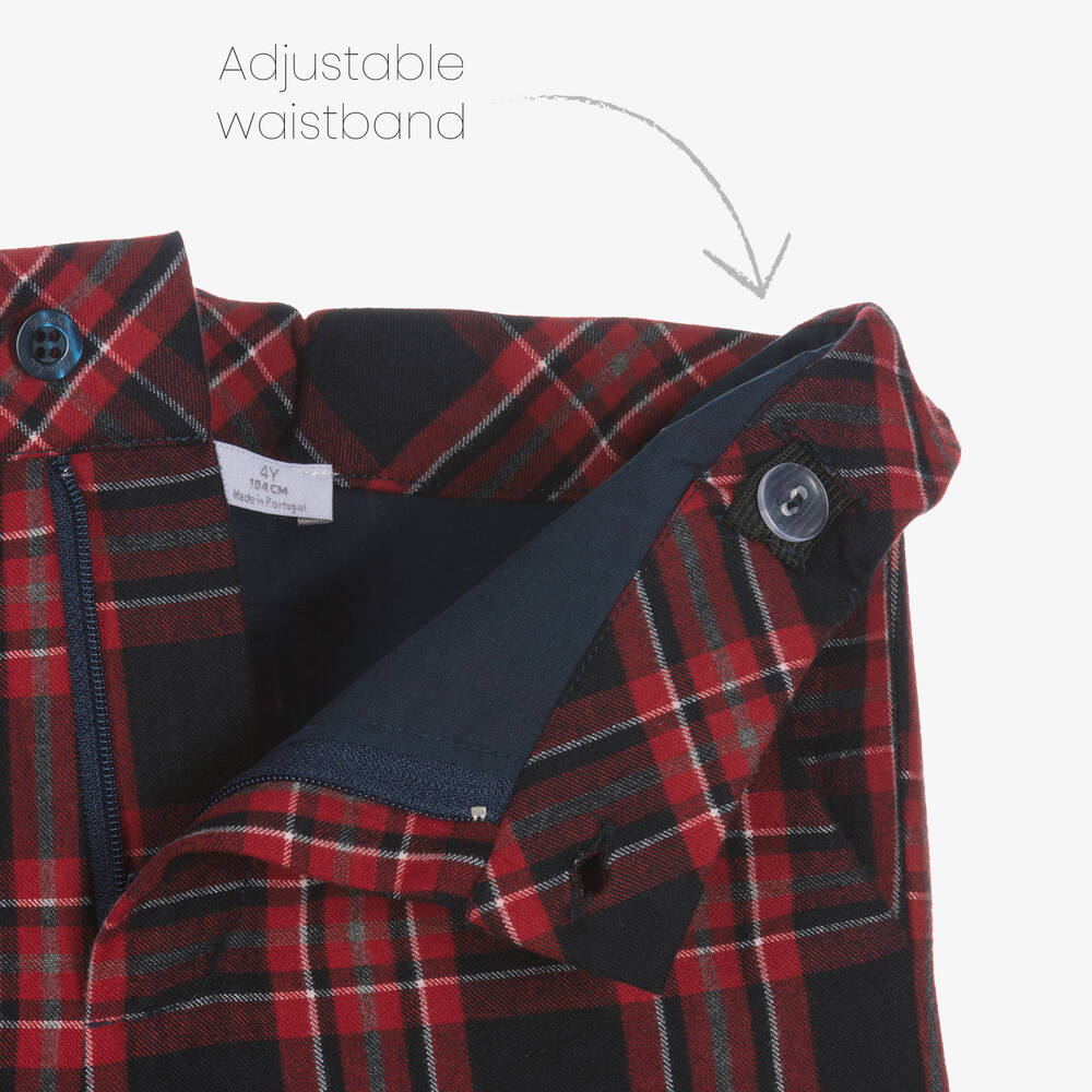 Patachou-Boys Red & Navy Blue Check Trousers  | Childrensalon Outlet