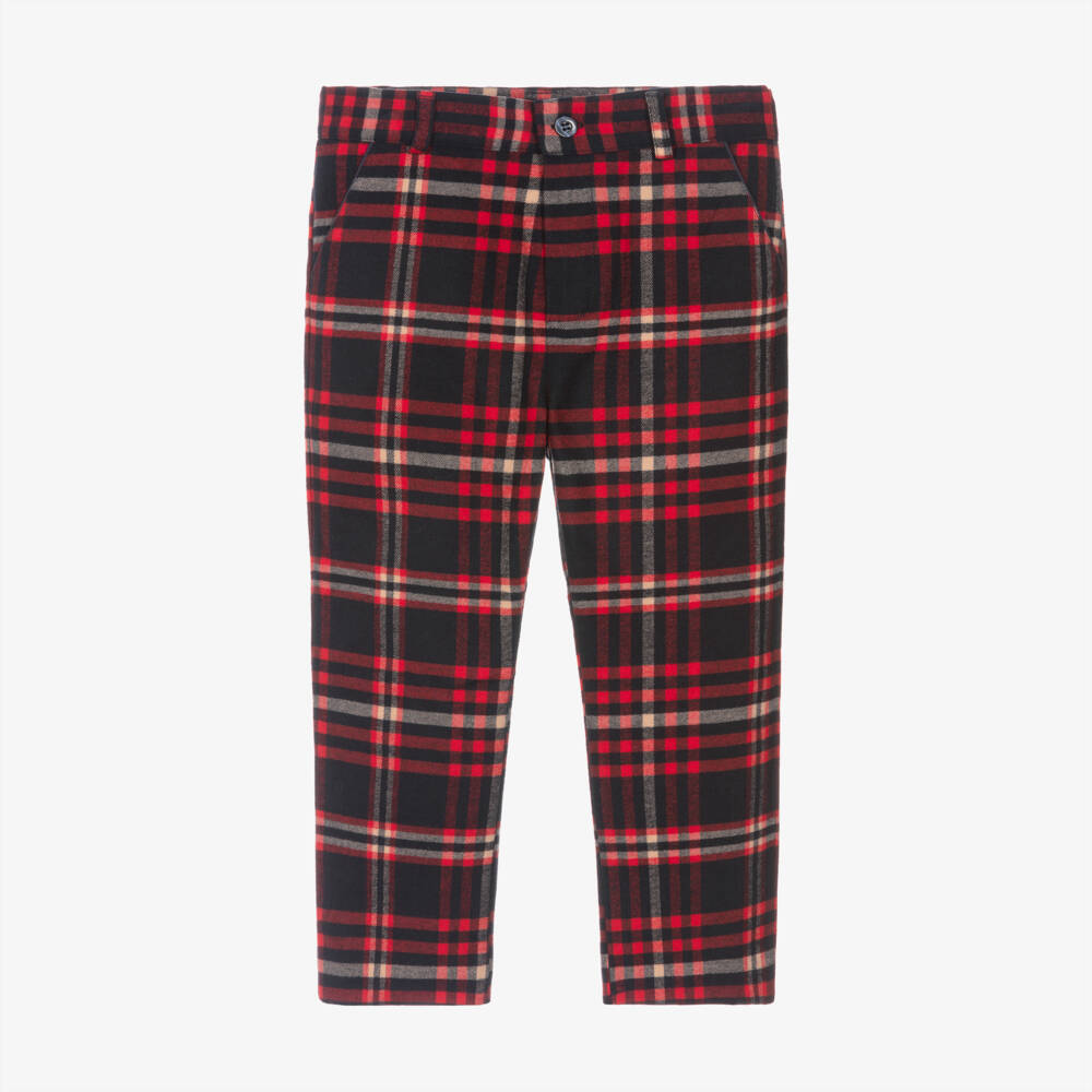 Patachou-Boys Red Tartan Check Trousers | Childrensalon Outlet
