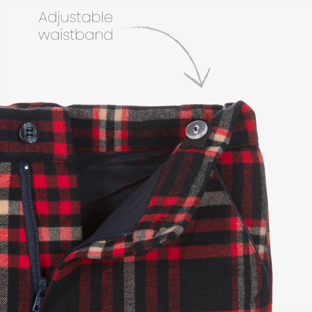 Patachou-Boys Red Tartan Check Trousers | Childrensalon Outlet