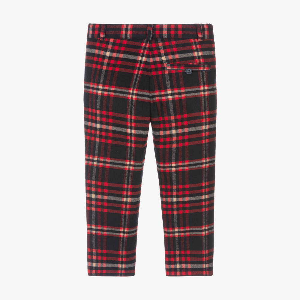 Patachou-Boys Red Tartan Check Trousers | Childrensalon Outlet