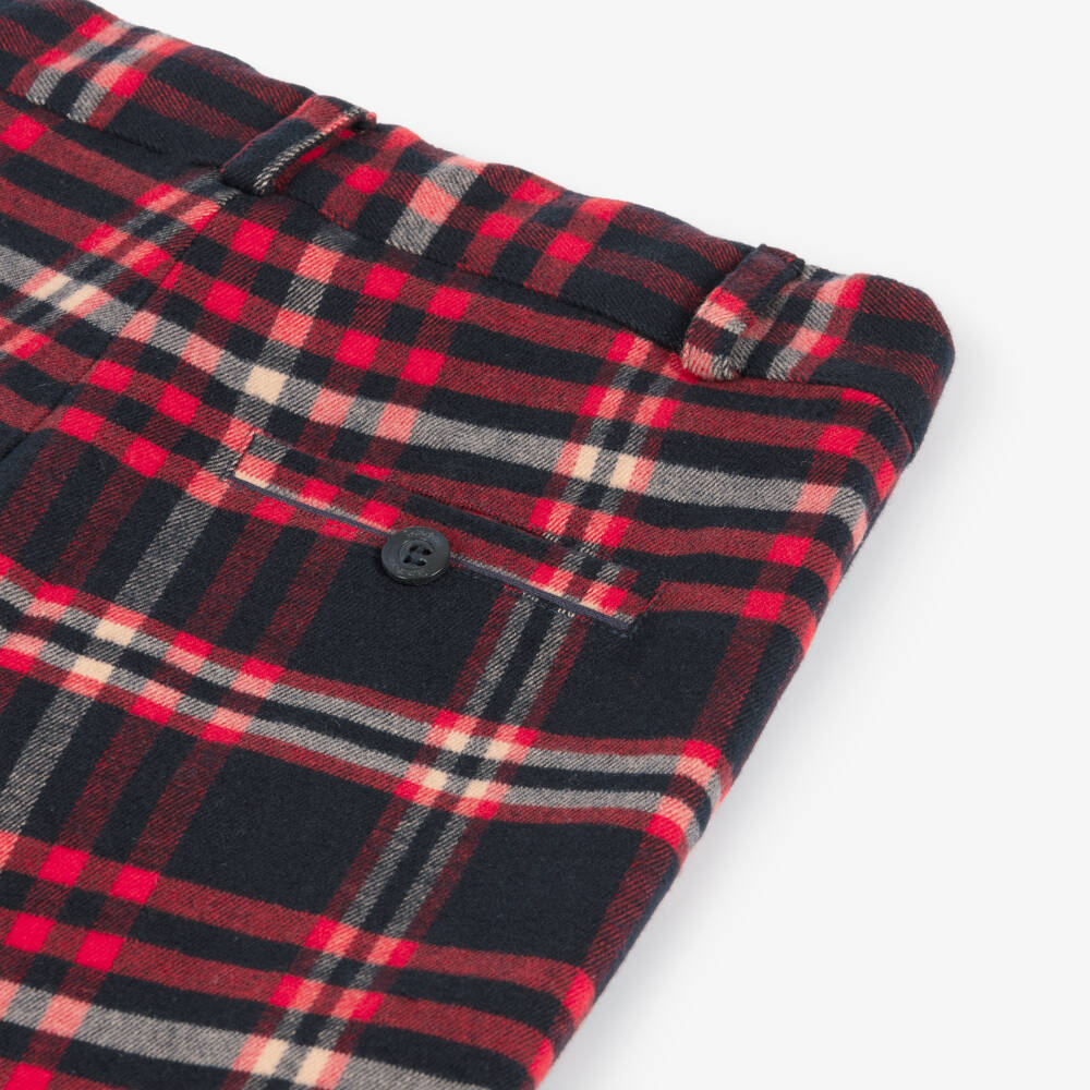 Patachou-Boys Red Tartan Check Trousers | Childrensalon Outlet