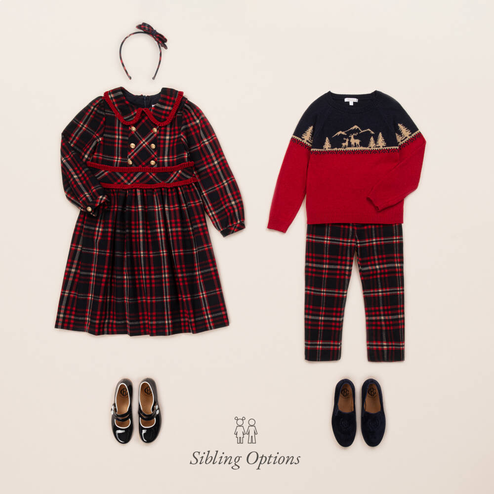 Patachou-Boys Red Tartan Check Trousers | Childrensalon Outlet