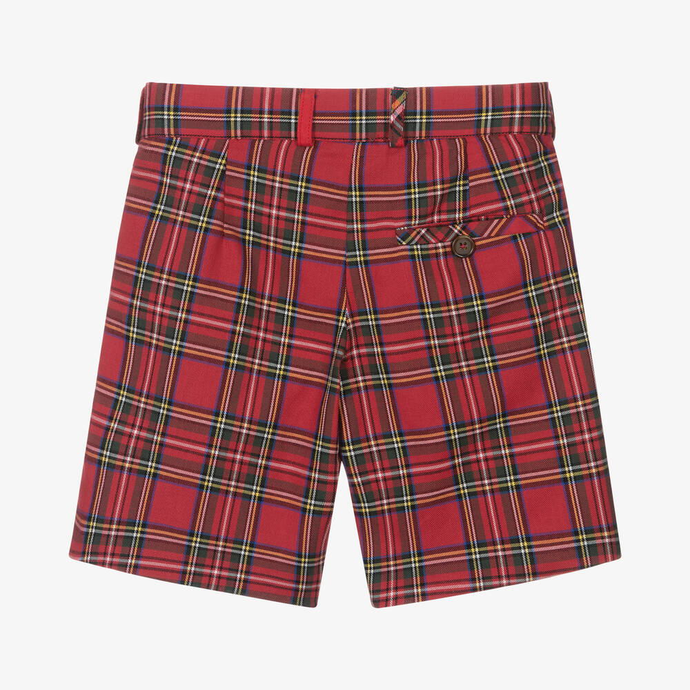 Patachou Boys Red Tartan Cotton Shorts Childrensalon Outlet